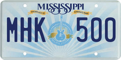 MS license plate MHK500