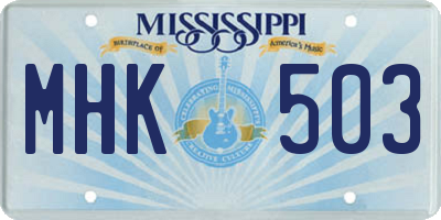 MS license plate MHK503