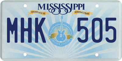 MS license plate MHK505
