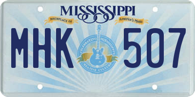 MS license plate MHK507