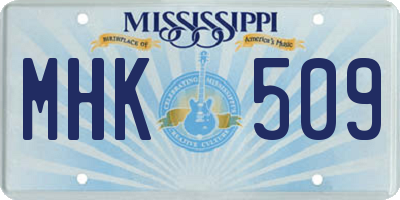 MS license plate MHK509
