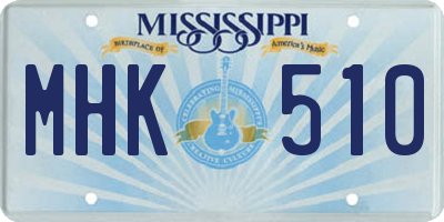 MS license plate MHK510