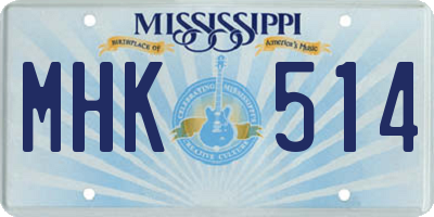 MS license plate MHK514