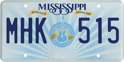 MS license plate MHK515