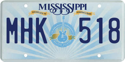 MS license plate MHK518
