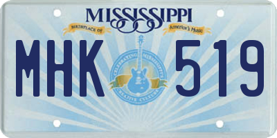 MS license plate MHK519