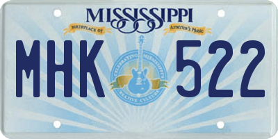 MS license plate MHK522