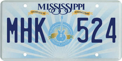 MS license plate MHK524