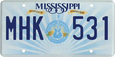 MS license plate MHK531