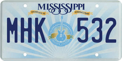 MS license plate MHK532