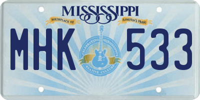 MS license plate MHK533