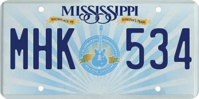 MS license plate MHK534