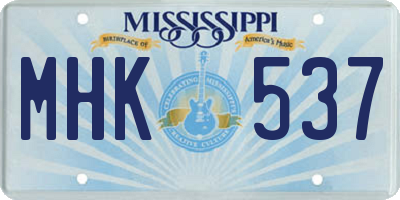 MS license plate MHK537