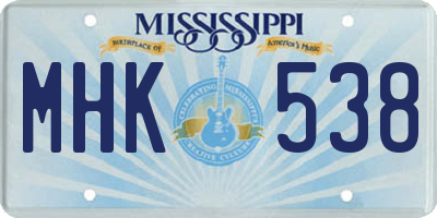 MS license plate MHK538