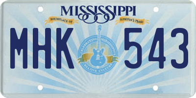 MS license plate MHK543