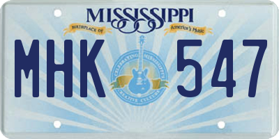 MS license plate MHK547
