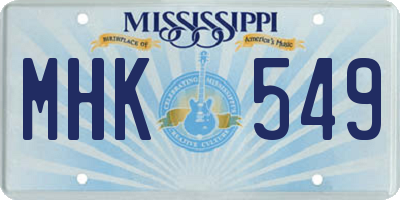 MS license plate MHK549