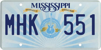 MS license plate MHK551