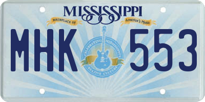 MS license plate MHK553