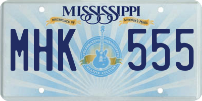 MS license plate MHK555