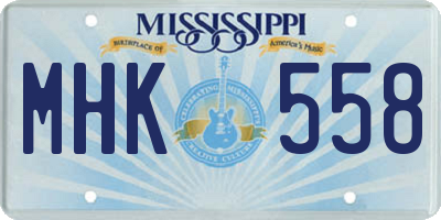 MS license plate MHK558