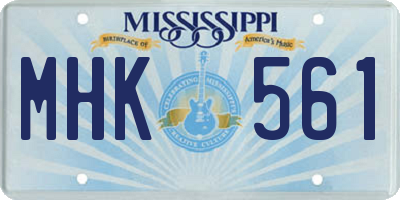 MS license plate MHK561