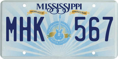 MS license plate MHK567