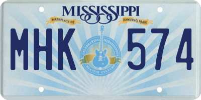 MS license plate MHK574