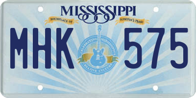 MS license plate MHK575