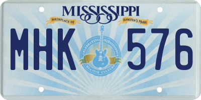 MS license plate MHK576