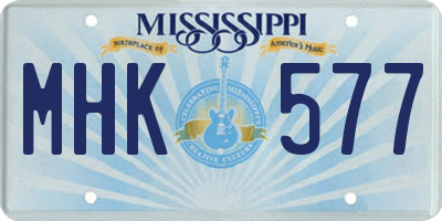MS license plate MHK577