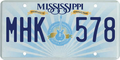 MS license plate MHK578