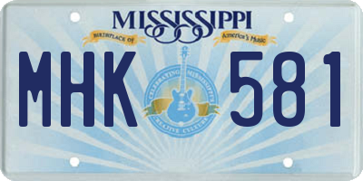 MS license plate MHK581