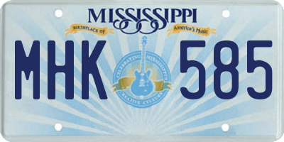MS license plate MHK585