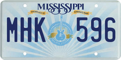 MS license plate MHK596