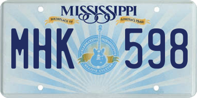 MS license plate MHK598