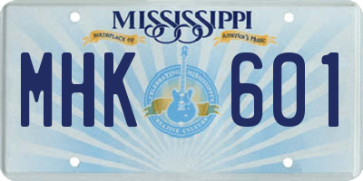 MS license plate MHK601