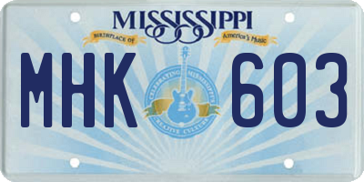 MS license plate MHK603