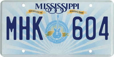 MS license plate MHK604