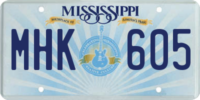 MS license plate MHK605