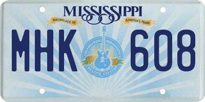 MS license plate MHK608