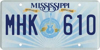 MS license plate MHK610