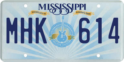 MS license plate MHK614