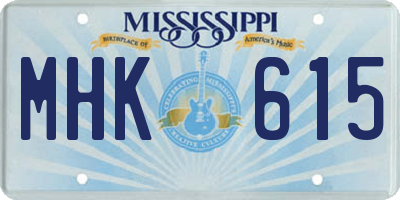 MS license plate MHK615