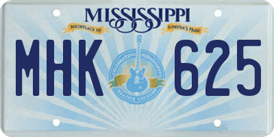 MS license plate MHK625