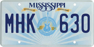 MS license plate MHK630