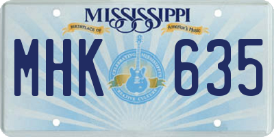 MS license plate MHK635