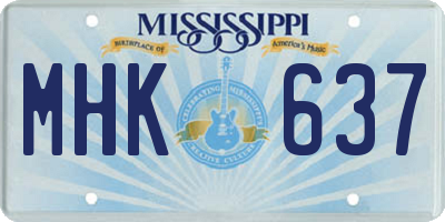 MS license plate MHK637