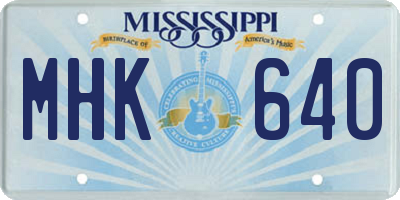 MS license plate MHK640