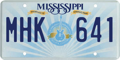 MS license plate MHK641